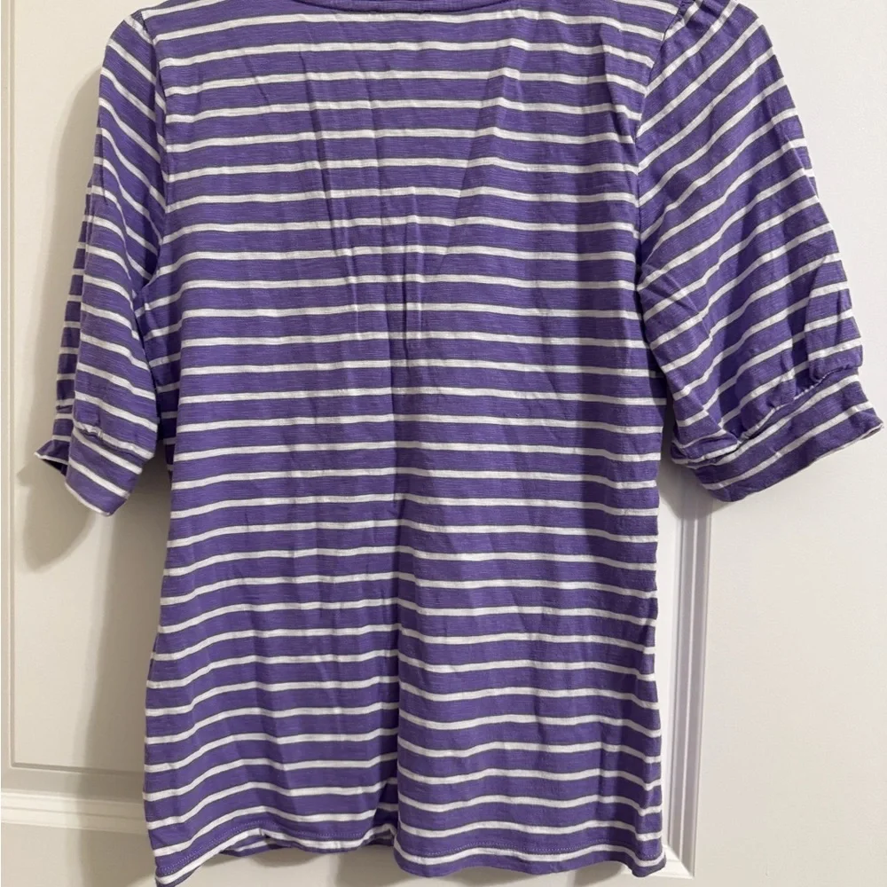 NWOT Talbots Lavender and White Striped Short Sleeve Top - Picture 3 of 3